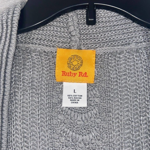 Ruby Rd Cardigan Womens Large Grey Long Sleeve Tight Knit Tasseled Casual Adult - Picture 3 of 11